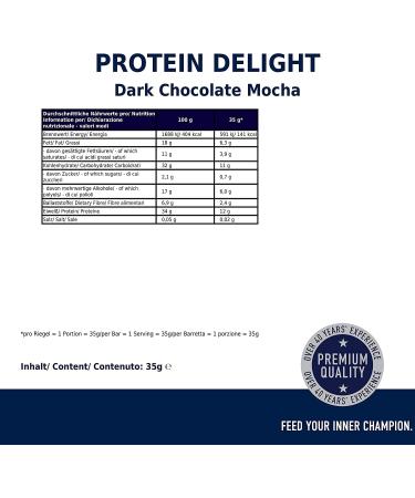 Multipower Protein Delight Bar - 18 x 35g Dark Chocolate Mocha | Delicious Energy Protein Bar | International Shipping Available - Buy Online on GoSupps.com