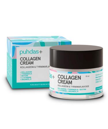 Cr me au collag ne pour le visage - 50 ml - Haute dose - Avec collag ne hydrolys et vitamine C - Avec argousier biotine et huile d'argan - Fabriqu e en Finlande