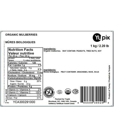 Yupik Yupik Organic Mulberries Non-GMO Vegan Gluten-Free 1Kg 1 kg (Pack of 1) - Buy Online on GoSupps.com