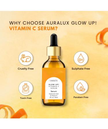 Auralux Vitamin C Face Serum with Hyaluronic Acid - Anti-Ageing Wrinkle Reducer & Hydrating Niacinamide Skincare for All Skin Types - 2 fl. oz Pack - Buy Online on GoSupps.com
