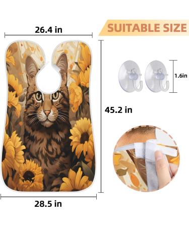 Sunflower Cat Beard Bib Apron | Beard Hair Catcher for Men | Perfect Father's Day & Christmas Gift with Suction Cups - Buy Online on GoSupps.com