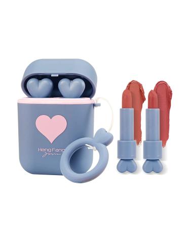 LAMUSELAND Matte Lipstick Set - Waterproof, Long Lasting, Velvet Moisturizing Formula - 2Pc/Set in Dual-color Earphone Lip Gloss - Non-stick Cup Lip Makeup Gift Kit for Girls (Blue) - Buy Online on GoSupps.com