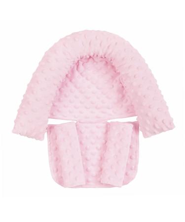 JINTN Baby Car Seat Head Neck Support Pillow Infant Stroller Neck Headrest with Seat Belt Strap Covers Newborn Lounger Pillow Babies Bed Mattress Rocker Head Protection for 0-12 Months Pink