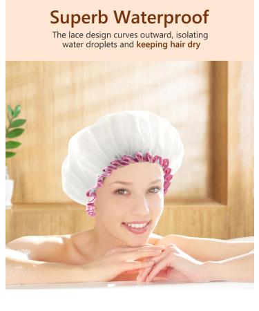 Shop Mikimini White Large Shower Hoods for Women - 2-Pack Waterproof Hair Caps XL Size Soft & Comfortable Perfect for Long Hair - Buy Online on GoSupps.com