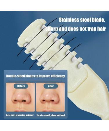 2-in-1 Nasal Hair Cutter & Trimmer - 360 Rotating Nose Hair Plucker & Ear Picker | Portable Beige Manual Nose Hair Knife - Buy Online on GoSupps.com