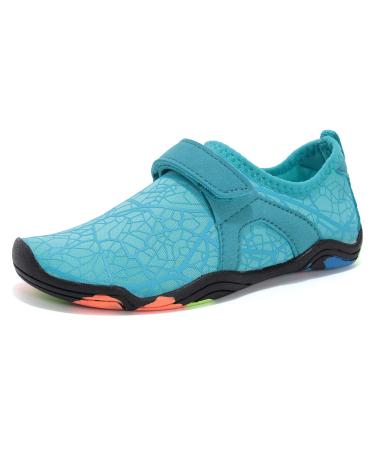 FANTURE Girls & Boys Water Shoes Lightweight Comfort Sole Easy Walking Athletic Slip on Aqua Sock(Toddler/Little Kid/Big Kid) 5 Big Kid 2.w.blue