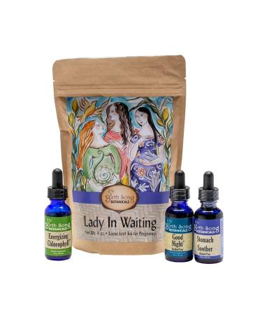 Birth Song Botanicals All Natural Herbal Pregnancy Gift Set Lady In Waiting Good Night Stomach Soother Energizing Chlorophyll