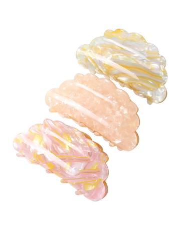 3 pack Medium Hair Claw Clips for Women Girls Acrylic Claw Hair Clip Hair Crab Clamp Colorful Hair Clips (Color A)