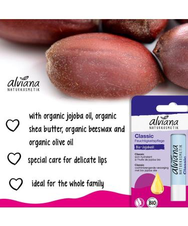 Alviana Classic Lip Balm (5 Pack) | Long-Lasting Moisturizer & Gentle Care | Organic Jojoba Oil Shea Butter & Beeswax Certified Natural Product for the Whole Family - Buy Online on GoSupps.com