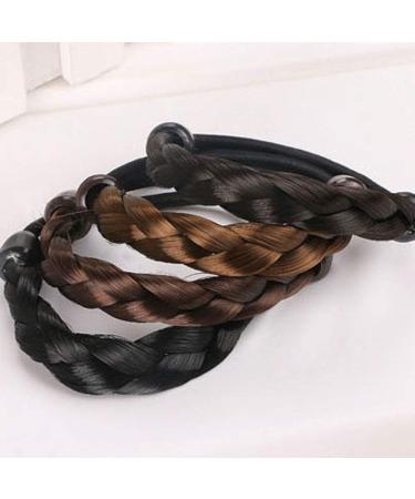 Wig Hair Rings Braided Faux Hair Ponytail Holders Hairpiece Hair Band Woman Elastic Rubber Bands Ponytail Wrap Hair Accessory For Girls(Brown) 1.3*10cm style2 - Buy Online on GoSupps.com
