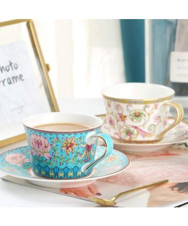 Ceramic Coffee Cup and Saucer Set Resistant to Wear Non-Toxic Lead-Free Home Kitchen Office (Color : B) - Buy Online on GoSupps.com