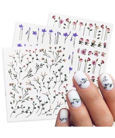 Spring Flower Nail Art Stickers - Self-Adhesive Cherry Blossom Willow Morning Glory Design for Women - 6 Sheets - Buy Online on GoSupps.com