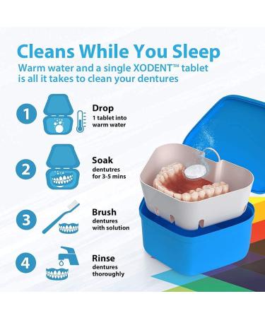 Buy PREMIUM Denture Cleaning Kit | 2x Cleansing Baths Strainer Baskets Soft-Bristle Brushes & 390 Tablets | Best Denture Cleaners for Bright Fresh Smiles - Buy Online on GoSupps.com