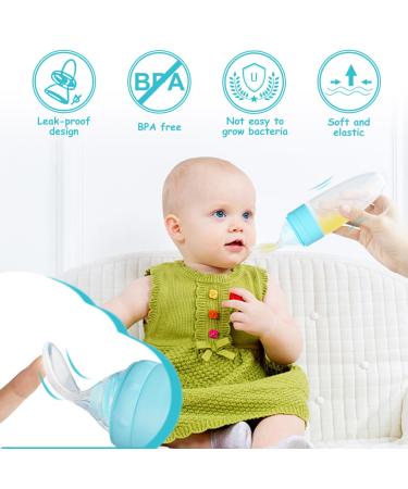 Silicone Baby Food Donor Spoon - Squeeze Feeder for Infants & Toddlers | Blue Baby Spoon Bottle - Buy Online on GoSupps.com
