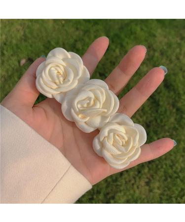 Ivory Flower Hair Clips | 2 Pcs Wedding Accessories for Women & Girls - Buy Online on GoSupps.com