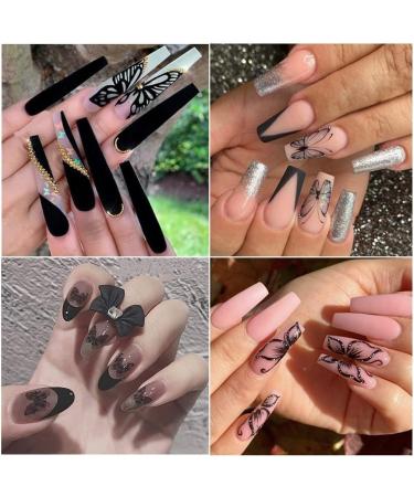 Butterfly Nail Art Stickers - 12 Sheets Self-Adhesive Nail Foils for DIY Nail Decoration - Buy Online on GoSupps.com