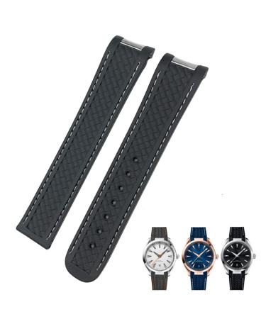 IoTup watch bracelet made of rubber with curved end suitable for Omega Seamaster 300 AT150 Aqua Terra 8900 Speedmaster silicone wrap bracelet 19 mm 20 mm 20 mm achhat
