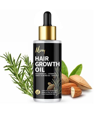 Hair Growth Oil with Rosemary Essential Oil - Rosemary Oil for Hair Growth - Treats Dry Damaged Hair - For Men & Women Promotes Thicker Fuller Hair - 100ml - Made in the UK - Ready to use.