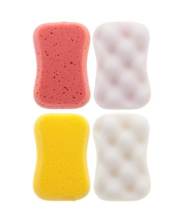 FRCOLOR Face Scrubber Lip Gloss Set Bath Sponge 4 Pcs Body Sponge for Women Men Teenager Cleanses Skin of Dirt and Excess Oil Reusable Exfoliating Face Scrubber Lip Gloss Set
