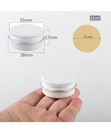 Lusdoly 10 Piece 10ml White Empty Aluminum Screw Box - Round Cream Cans with Spatula | 35x17mm Cosmetic Storage Solutions - Buy Online on GoSupps.com