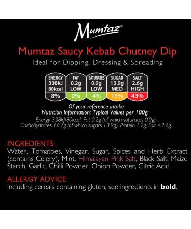 Mumtaz Saucy KEBAB Chutney Dip 272g Ideal For Dipping Dressing & Spreading. - Buy Online on GoSupps.com