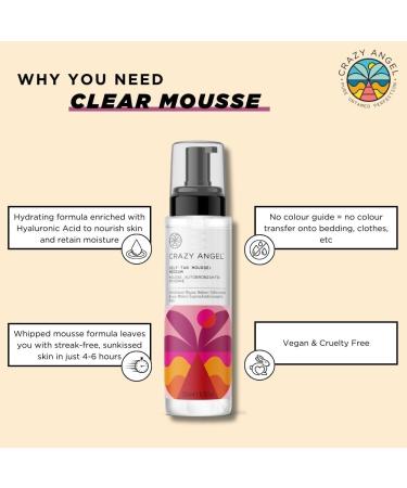 Crazy Angel Vegan Clear Self-Tan Mousse (Medium tan). No colour transfer. Made in UK. 200ml. - Buy Online on GoSupps.com