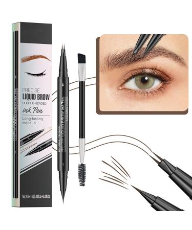 FDEETY Eyebrow Pencil Tattoo Brow Pencil Micro Waterproof & Long Lasting Professional Makeup Brow Pencil Ultra-Fine Double-Ended Pencil with Brush Brown #2