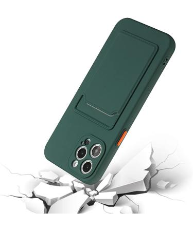 Tivenfezk Nadoli Silicone Case for iPhone 15 Pro - Ultra Thin Shockproof Scratch-Resistant Wallet Cover with Credit Card Holder - Dark Green - Buy Online on GoSupps.com