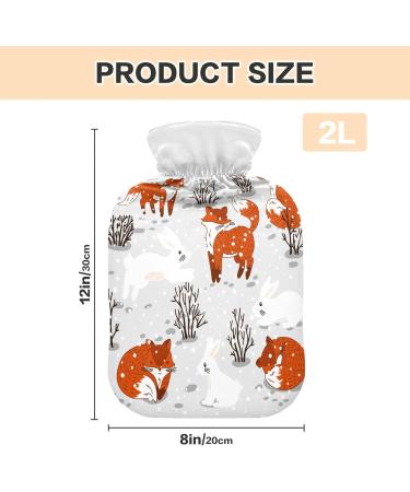 Cute Foxes & Rabbits Hot Water Bottle (1L) - Soft Warm Cover for Bed Hands Neck & Shoulders - Perfect Winter Comfort - Buy Online on GoSupps.com