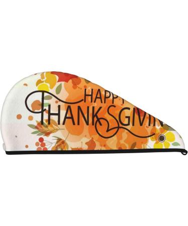 Happy Thanksgiving Microfiber Hair Towel | Soft Super Absorbent Coral Velvet Wrap for Long Curly & Thick Hair - Buy Online on GoSupps.com