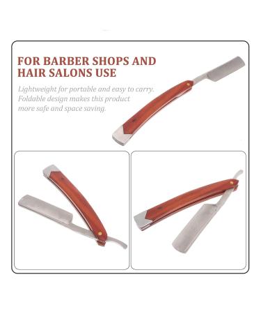Lurrose Carbon Steel Straight Razor Kit | Professional Men's Straight Edge Barber Razor with Vintage Wood Handle for Precision Shaving - Buy Online on GoSupps.com