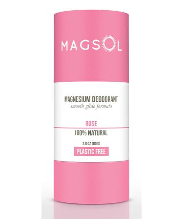 MAGSOL Plastic-Free Natural Deodorant for Women - 100% Aluminum Free, Baking Soda Free, Plastic Free - 2.8 oz Rose