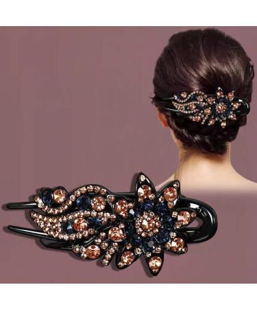 6 Pcs Sparkling Double Flower Rhinestone Duckbill Hair Clips - Decorative Hair Accessories for Women and Girls - Buy Online on GoSupps.com