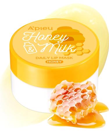 A'PIEU Honey & Milk Daily Lip Mask (Honey) - Nourishing Overnight Korean Lip Mask | Hydrating Lip Moisturizer Propolis & Royal Jelly for Soft Plush Lips