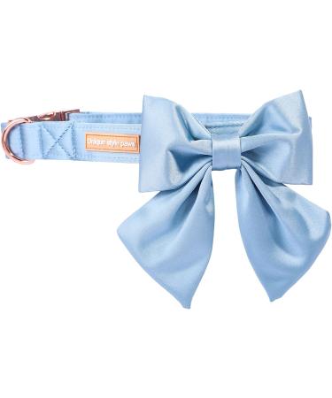 Unique Style Paws Blue Silk Dog Collar with Bow - Durable & Stylish Pet Accessory for Small Dogs & Cats - Buy Online on GoSupps.com