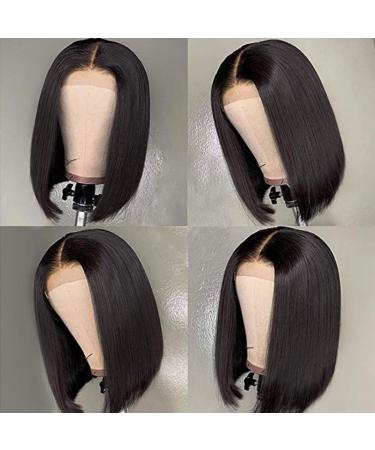 8 Inch Straight Lace Front Bob Wig - 150% Density Human Hair for Black Women | Pre-Plucked T Part Closure - Buy Online on GoSupps.com