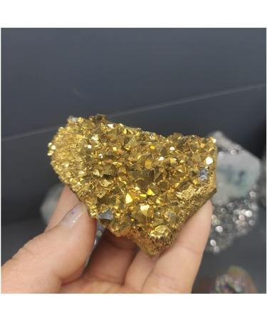 Natural Crystal Rough Home Decor 1pcs Natural DIY Materials Making Electroplating Gold Raw Gemstone Crystal Cluster Titanium Geode Gifts Specimens Reiki 80-100g - Buy Online on GoSupps.com