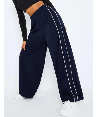 Athlisan Women's Y2K Black Parachute Pants - Baggy Wide Leg Track Pants (Large) - Buy Online on GoSupps.com