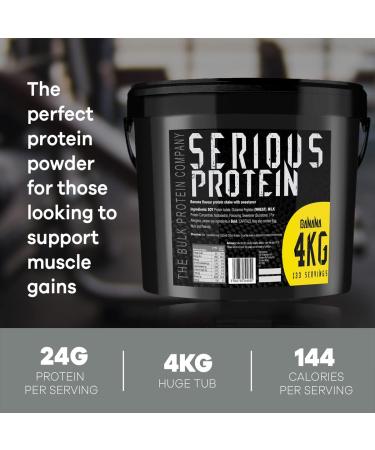 The Bulk Protein Company SERIOUS Protein Powder 4kg - Banana Flavor | Low Carb Muscle Growth & Recovery Supplement | 133 Servings - Buy Online on GoSupps.com