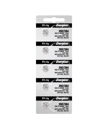 Energizer 392 / 384 (192 SR41SW SR41W) Silver Oxide Watch Battery. On Tear Strip