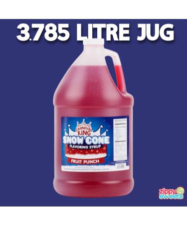 ZippySweets - Snow Cone Syrup - Fruit Punch Flavour 1 Gallon with Complimentary Pump Makes up to 128 Snow Cones Perfect Shaved Ice Syrup for Deliciously Fun Treats - Buy Online on GoSupps.com