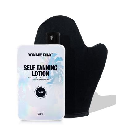 VANERIA Self Tan Lotion  Light Brown/Medium Brown/Dark Brown Sunless Self Tanner  Light  Hydrating Sunless Tanning Lotion  Vegan and Cruelty Free. 200ml (Dark)