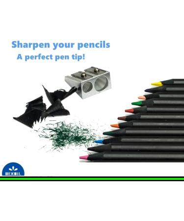Wekoil Pencil Sharpeners Manual Twin Metal Dual Sharpening Blade Double Holes Rectangular Pencil Sharpener for Colored Graphite Pencils Crayons Jumbo Pack of 4 Silver P-B - Buy Online on GoSupps.com