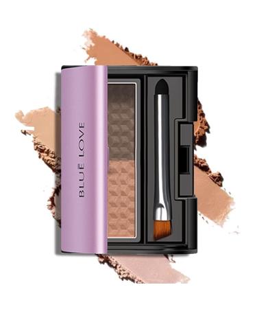 BLUE LOVE 2 Color Eye Brow Powder Palette for Eyebrows Includes Applicator Brush Waterproof Natural Eyebrow Dye Easy Removal Eyebrow Shadow Makeup Kit (Light Brown & Dark Brown)