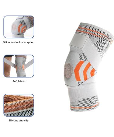 Knee Brace Compression Sleeve - Adjustable Patella Stabilizer with Silicone Support for Meniscus Tear - Best Knee Pads for Arthritis & Running - X-Large White - Buy Online on GoSupps.com