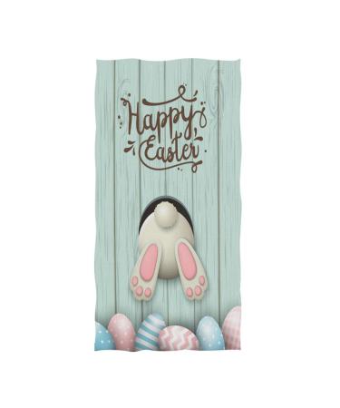 Naanle Lovely Easter Rabbit Colors Eggs Bunny Pattern Soft Absorbent Guest Hand Towels Multipurpose for Bathroom, Hotel, Gym and Spa (16 x 30 Inches) #Happy Easter (Print)