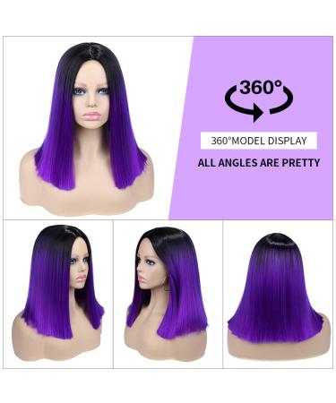 Ombre Purple Short Bob Wig | Heat Resistant Synthetic Hair | Cosplay Party Wig for Women - Buy Online on GoSupps.com