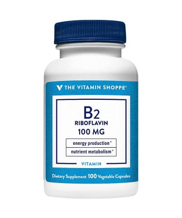 The Vitamin Shoppe Riboflavin Vitamin B2 100mg - Energy Production & Metabolism | Nervous System Support | 100 Capsules | Essential B 100 Count (Pack of 1)