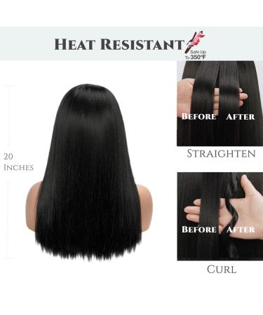 Aminow Yaki Straight Headband Wig - 20 Long Black Synthetic Hair Wig for Women - Buy Online on GoSupps.com