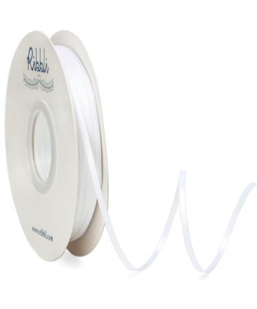 Ribbli Satin Ribbon 1/8 inch x Continuous 100 Yards  Thin White Ribbon Double Faced Use for Wedding Invitation Card  Gift Wrapping  Christmas Ornaments Tag Decoration A01-White